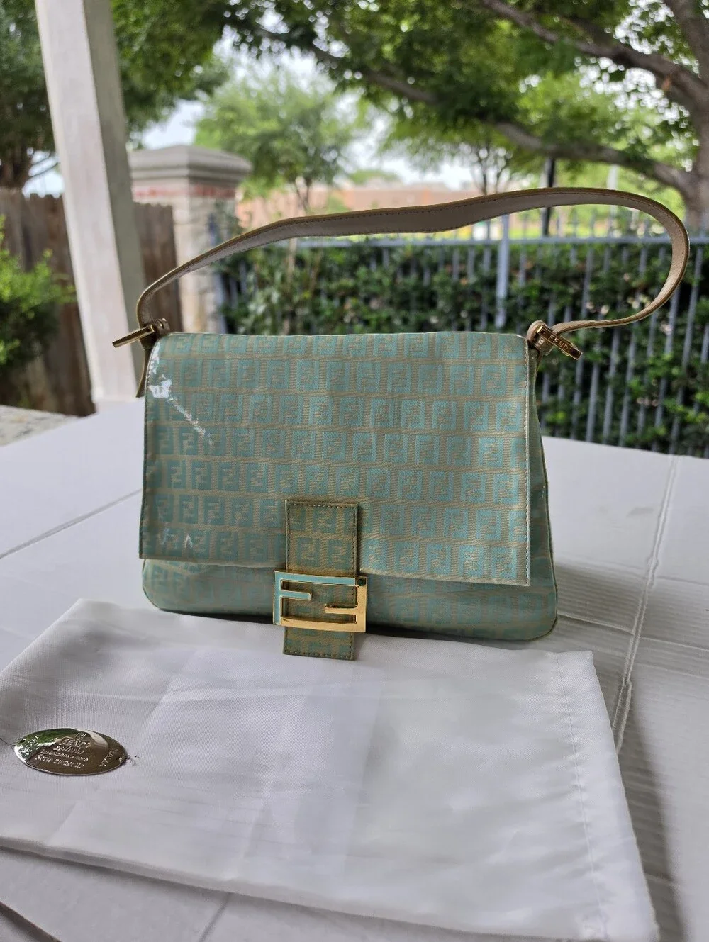 Absolutely Gorgeous Fendi Zucchino FF y2k small  Mama Baguette purse